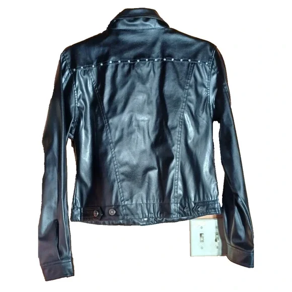 RAG Faux Leather Motorcycle Jacket and Pants with Rhinestones Women's size 9 - Picture 3 of 8